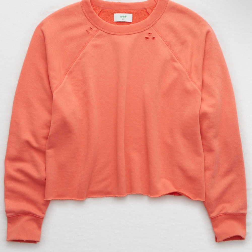 Aerie Sunday Soft distressed crew neck top - Picture 3 of 5